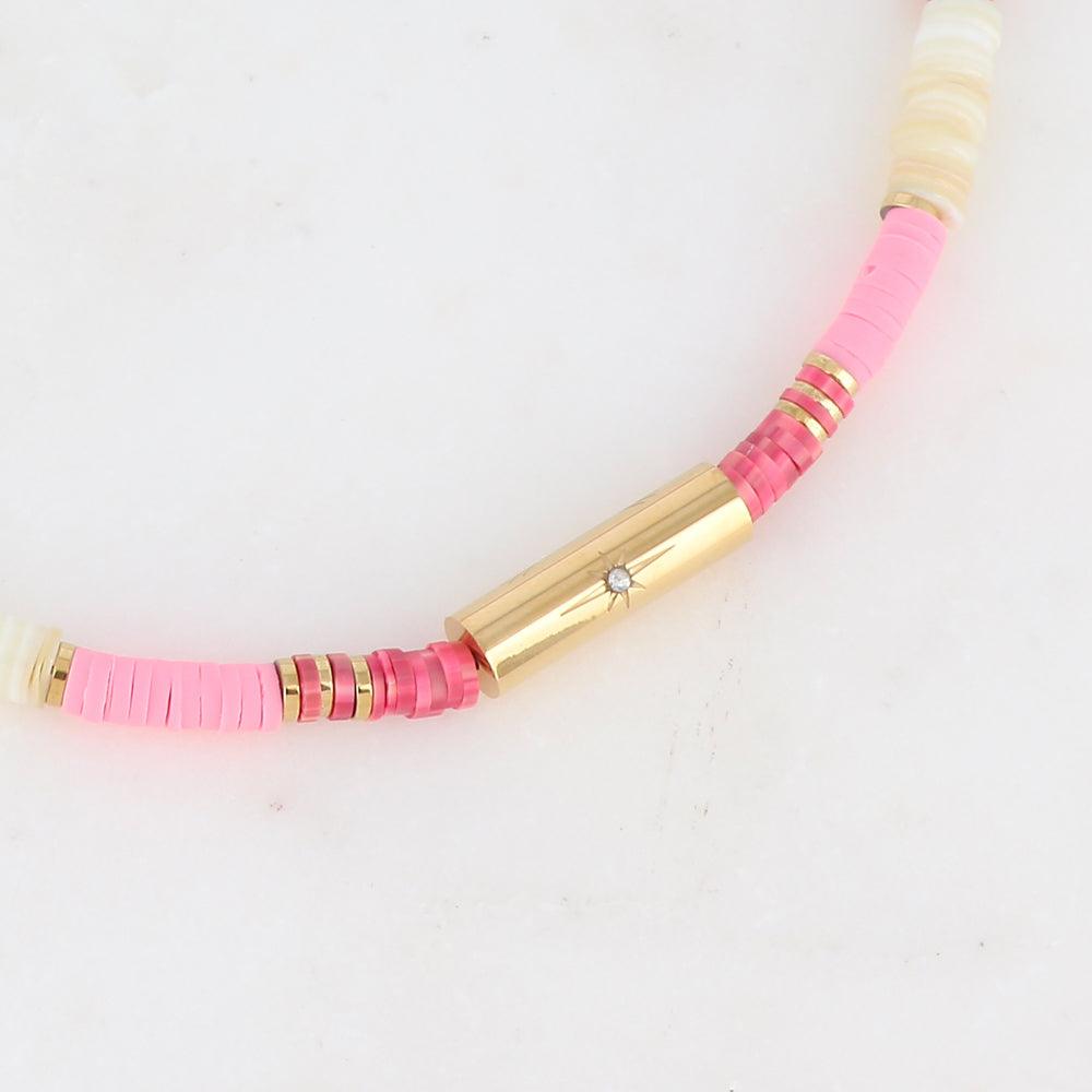 BOHM PARIS|Collier Killian Love -pinkki kesäkoru simpukkahelmin