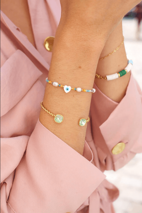 BOHM PARIS|Bracelet Manoel -kristallirannekoru (kulta, valkoinen)
