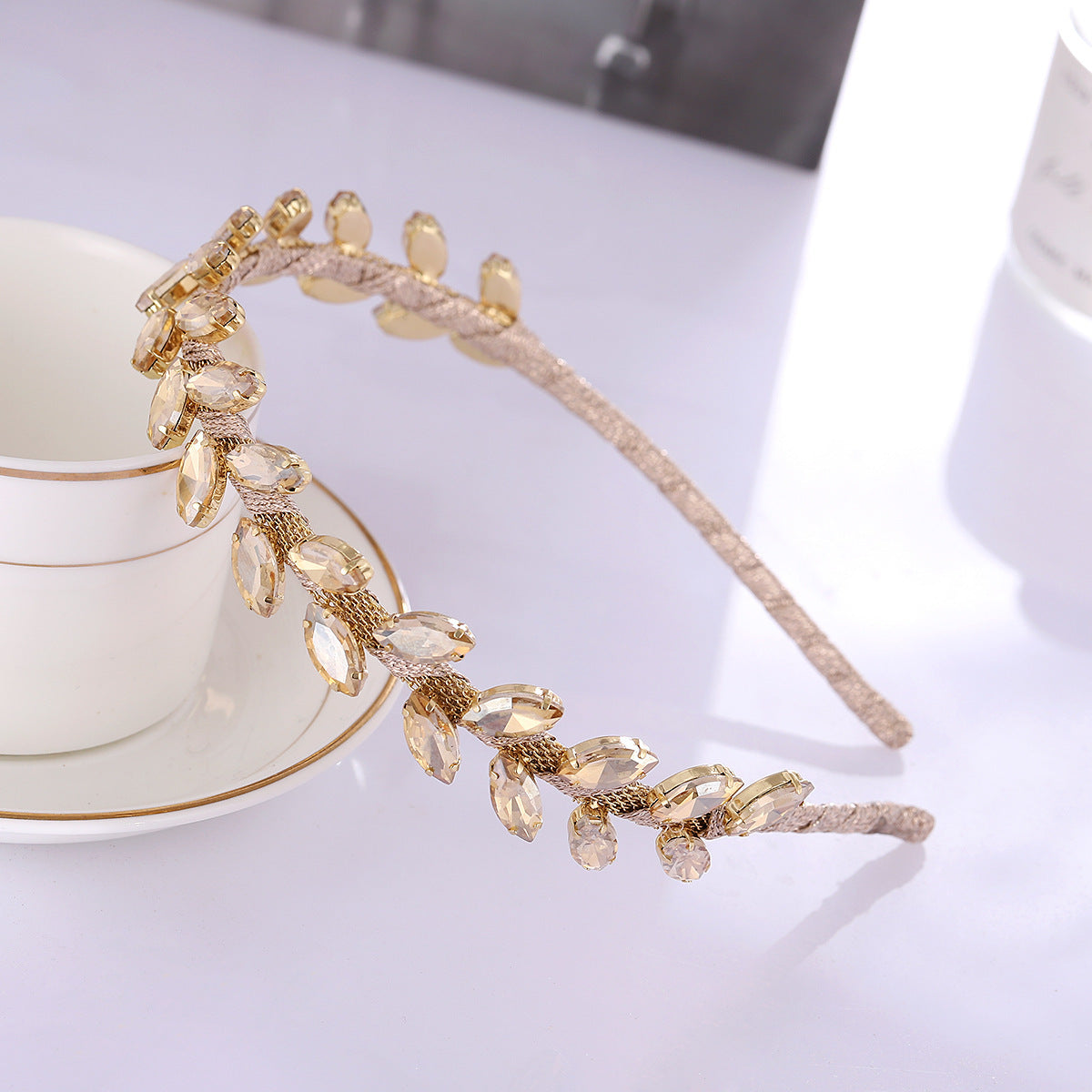 SUGAR SUGAR, Afrodite Hairband -beige leaf-decorated headband