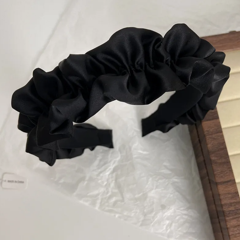 Headband|SUGAR SUGAR, Georgia -black wrinkled satin headband