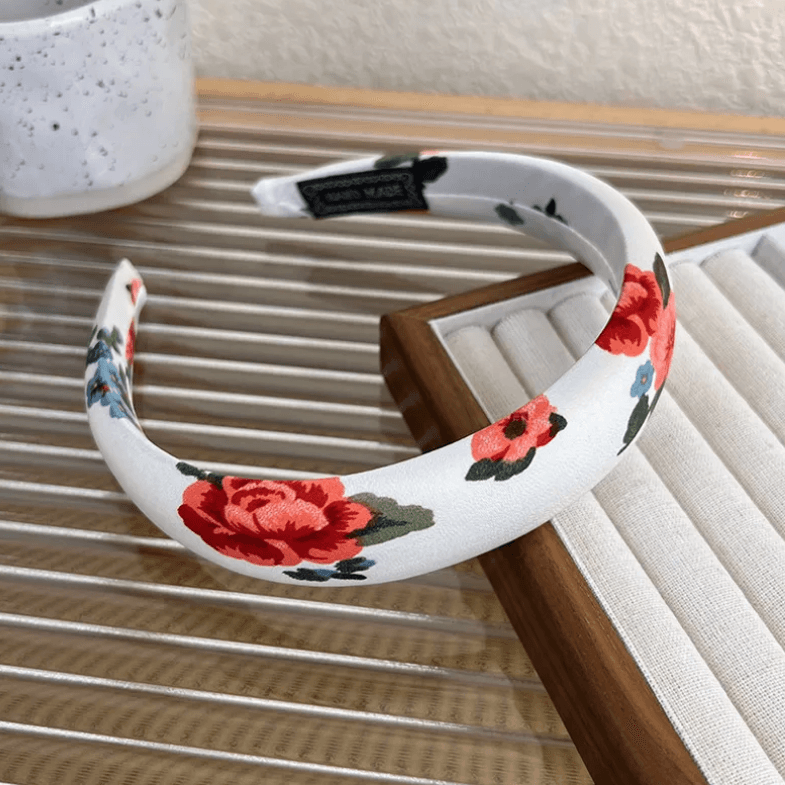 Headband|SUGAR SUGAR, Rosy Hairband - white padded flower headband