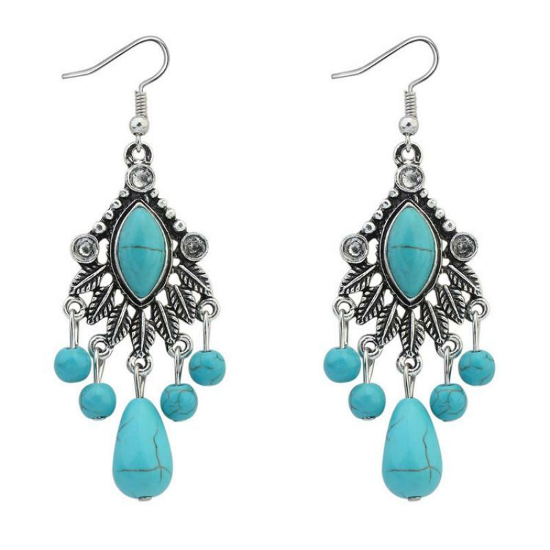 FRENCH RIVIERA|Haven bohemian earrings (antique silver, turquoise)