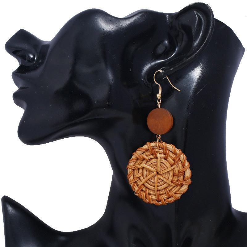 FRENCH RIVIERA|Olive -vaaleanruskeat rottinkikorvakorut