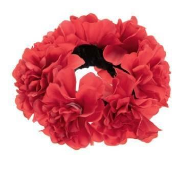 SUGAR SUGAR, Hawaii Scrunchie -tummanpunainen kukkahiusdonitsi