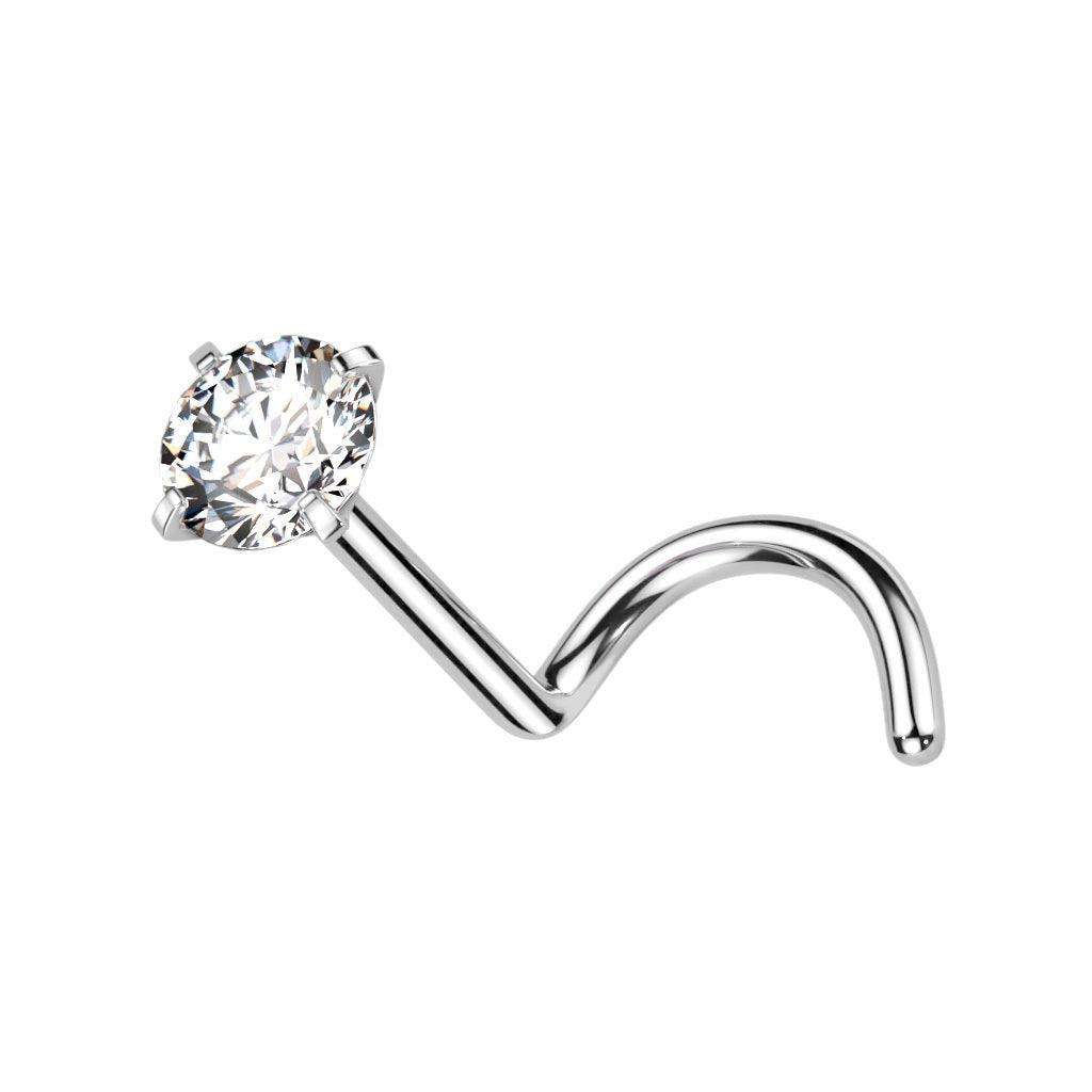Nenänappi 1mm, Titanium 2mm CZ Stud -titaaninen nenäkoru