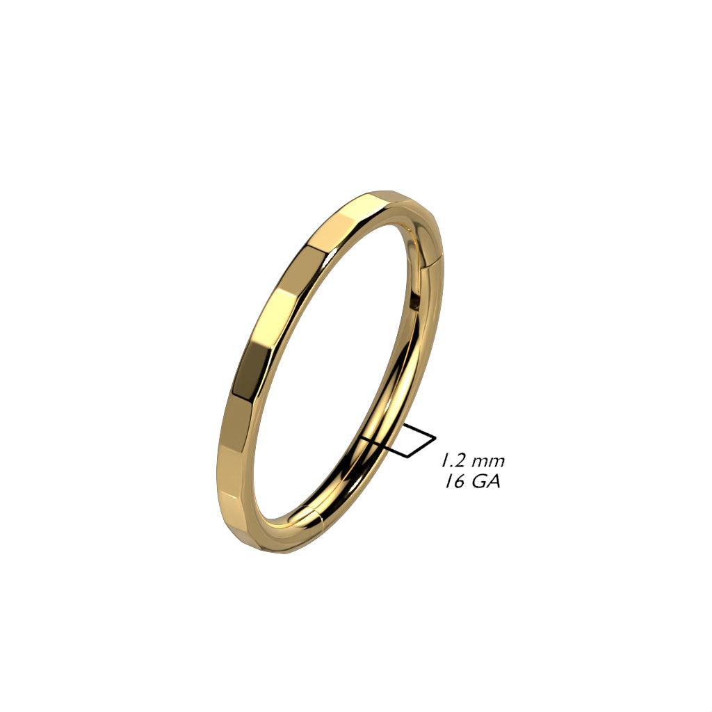 Lävistysrengas 1,2mm, Titanium Faceted Gold Hoop -titaaninen clicker