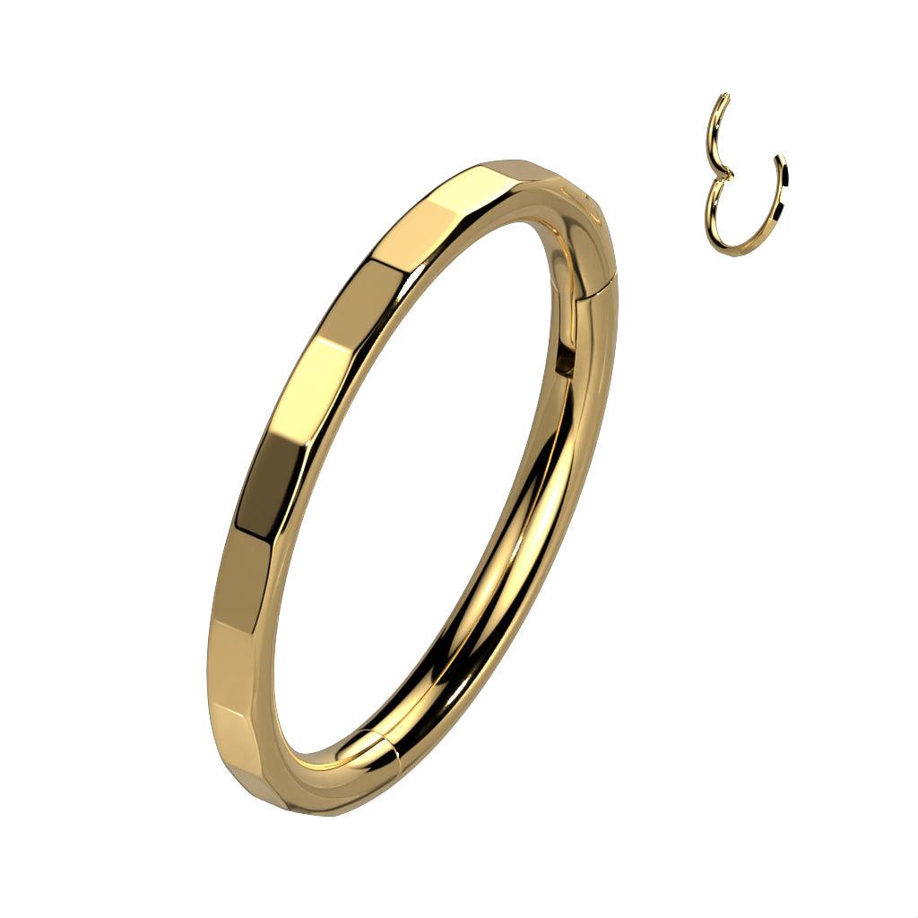 Lävistysrengas 1,2mm, Titanium Faceted Gold Hoop -titaaninen clicker