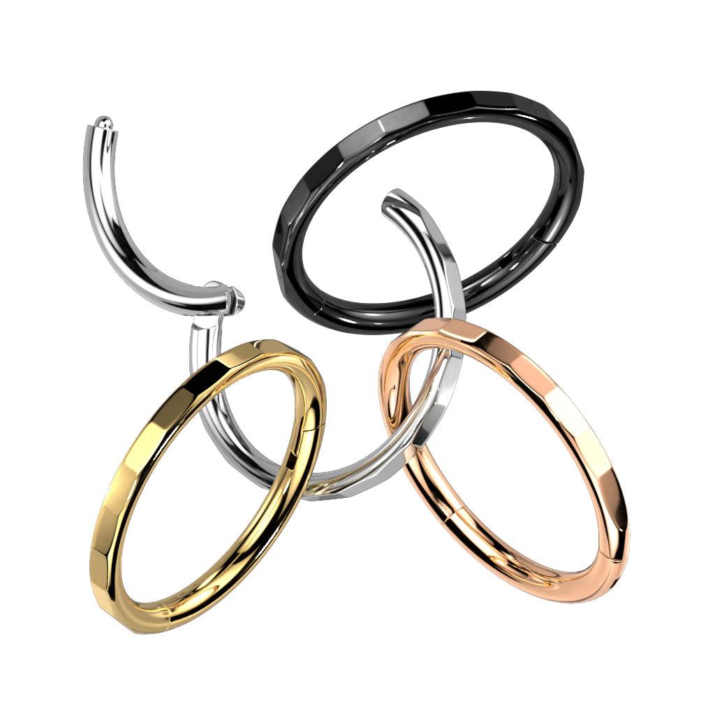 Lävistysrengas 1,2mm, Titanium Faceted Gold Hoop -titaaninen clicker