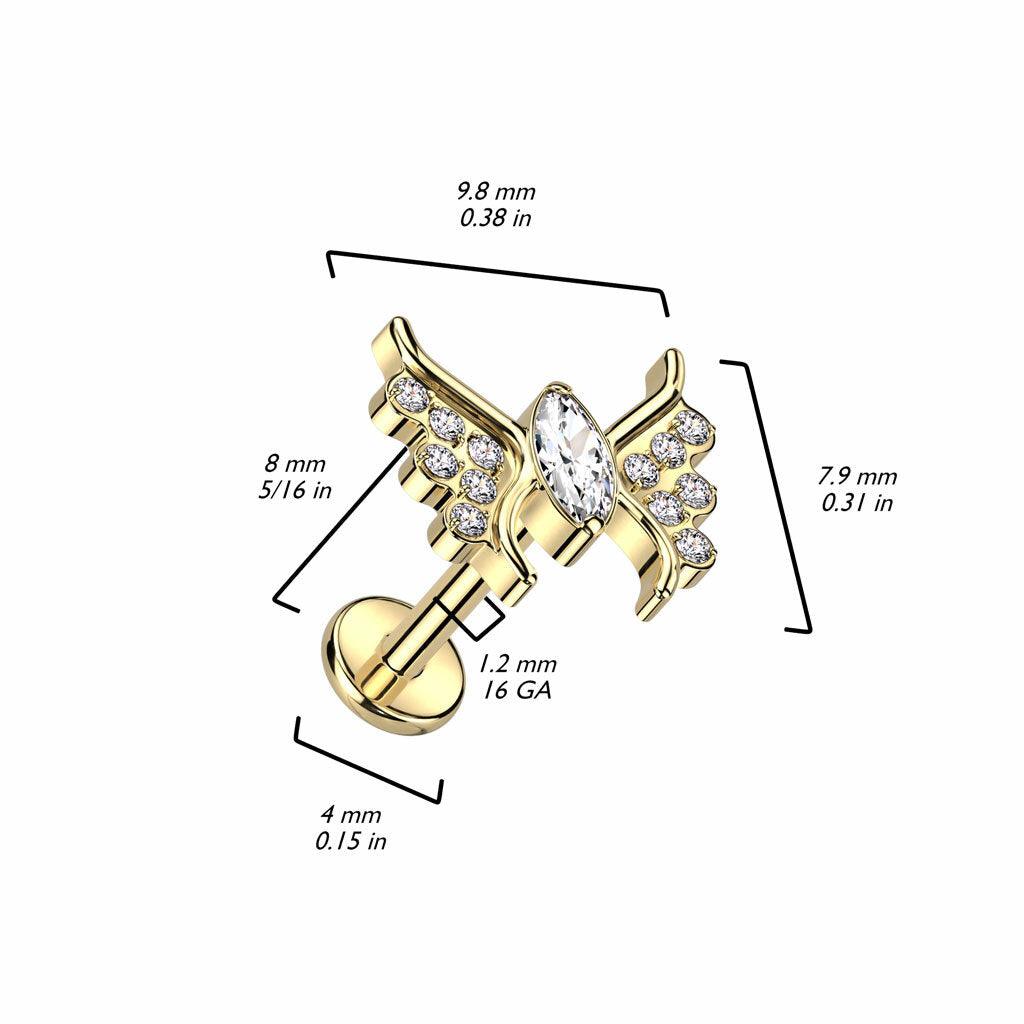 Rustokoru/traguskoru, Crystal Butterfly -titaaninen labret