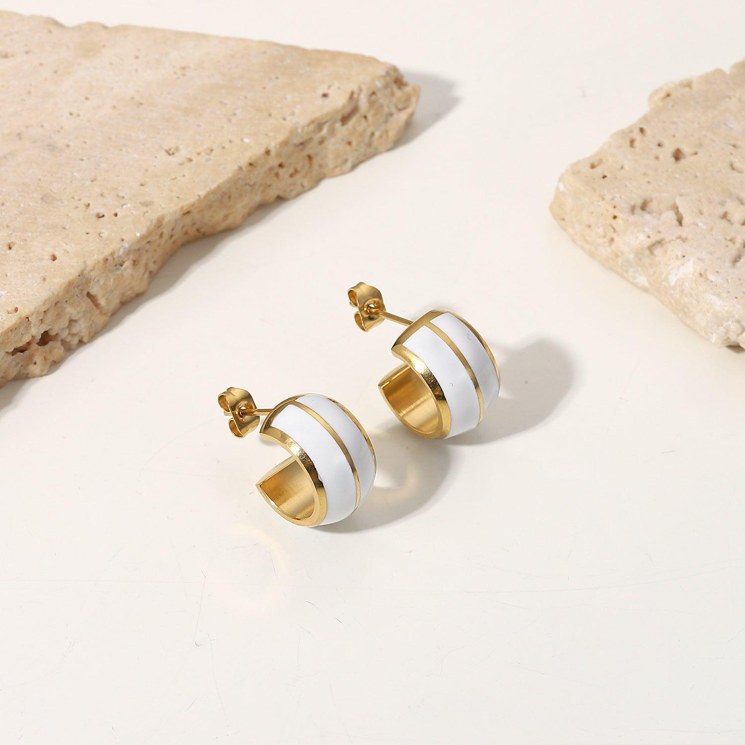 FRENCH RIVIERA|Ivy surgical steel rings with white accents