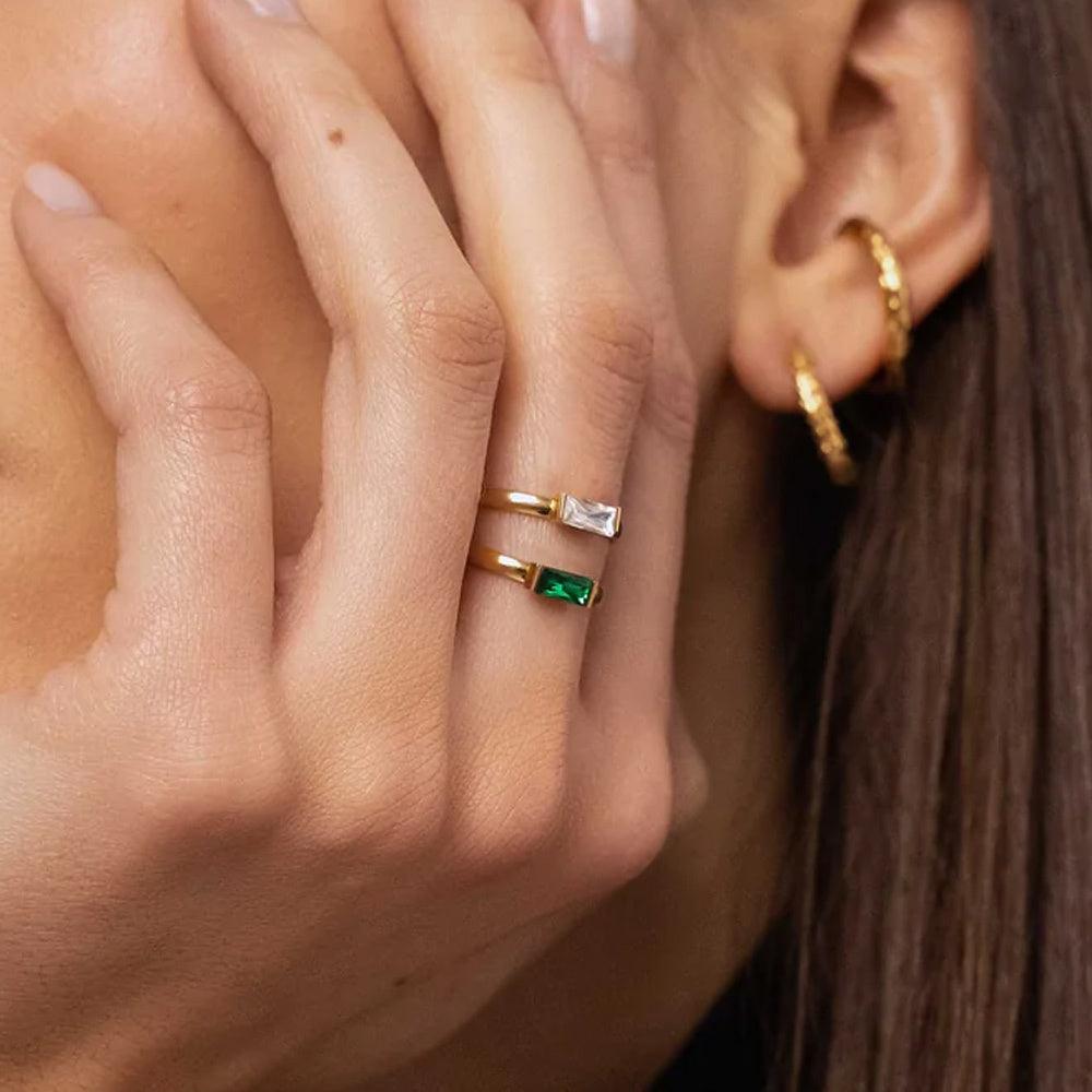 BOHM PARIS|Bague Macy -kirurginterässormus vaaleanpunaisella kivellä
