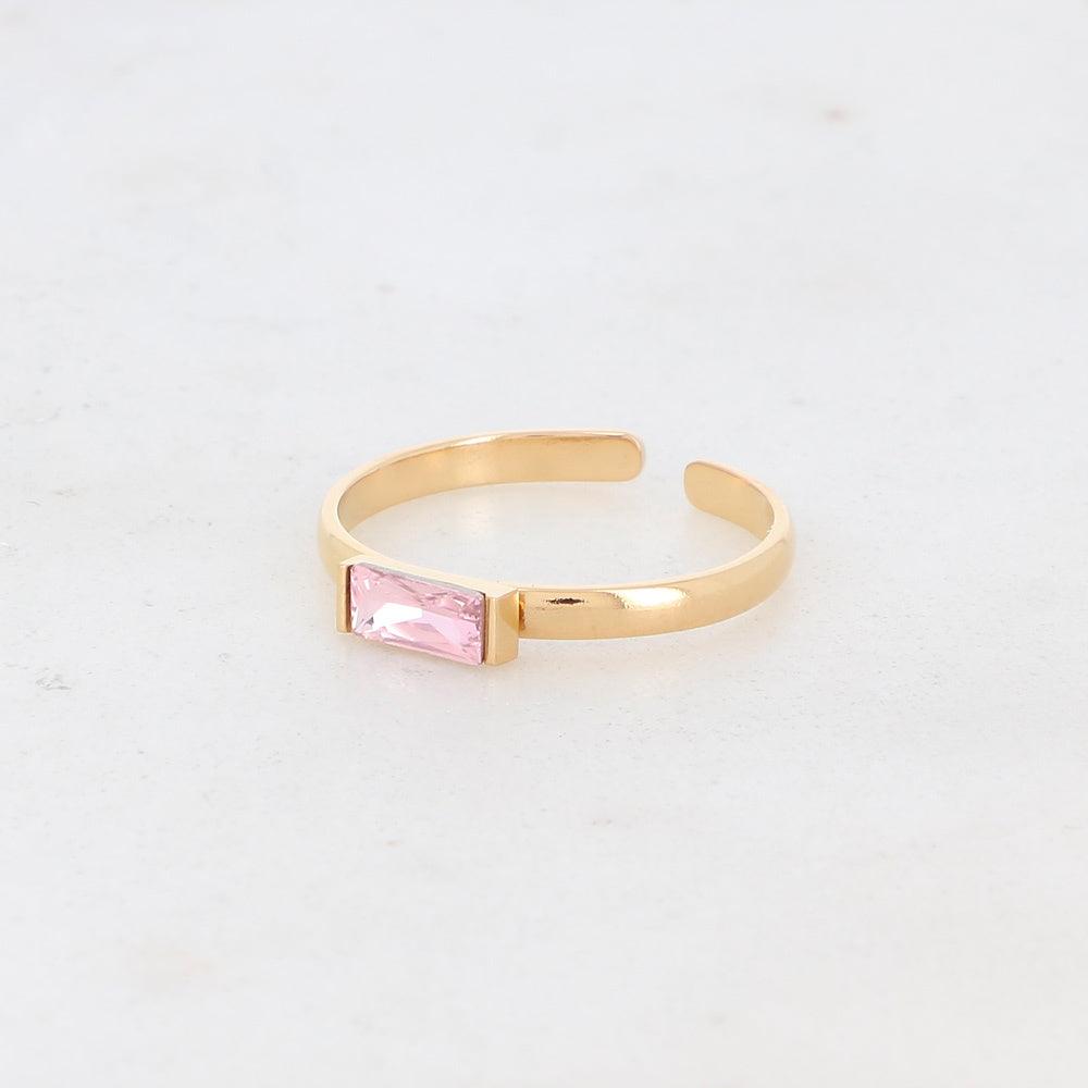 BOHM PARIS|Bague Macy -kirurginterässormus vaaleanpunaisella kivellä