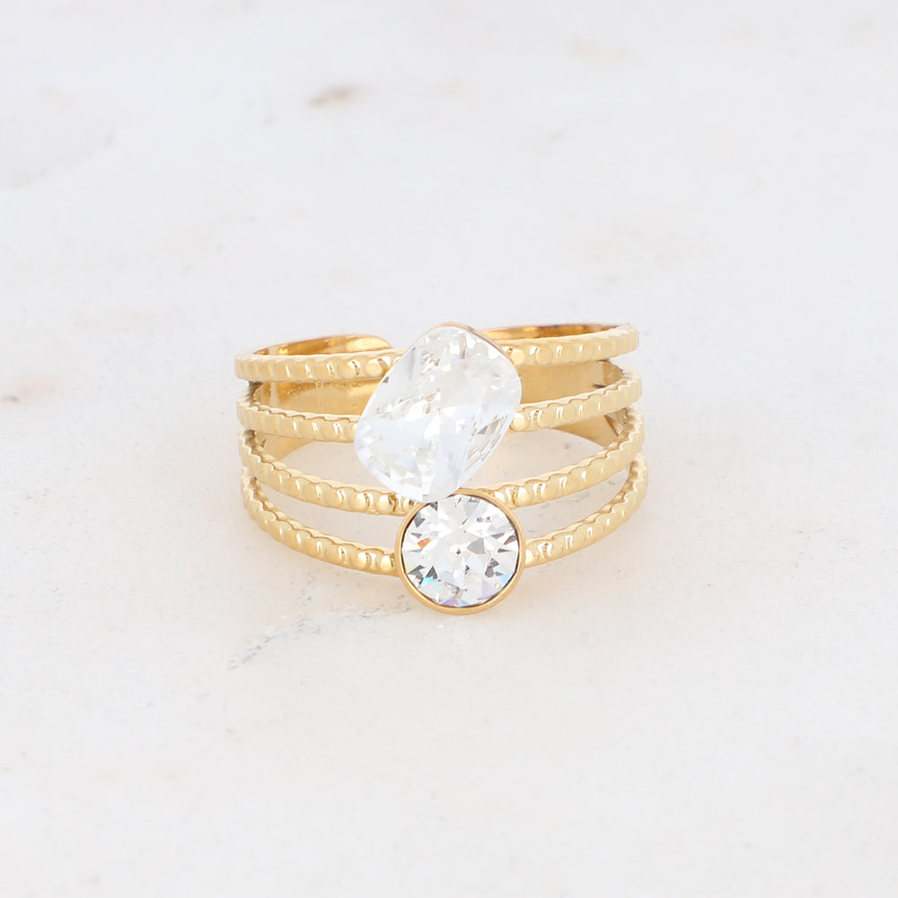 BOHM PARIS|Bague Lolita -kirurginterässormus kirkkaalla kivellä