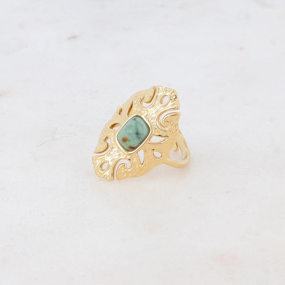 BOHM PARIS|Bague Sélina -kirurginterässormus afrikanturkoosi -kivellä