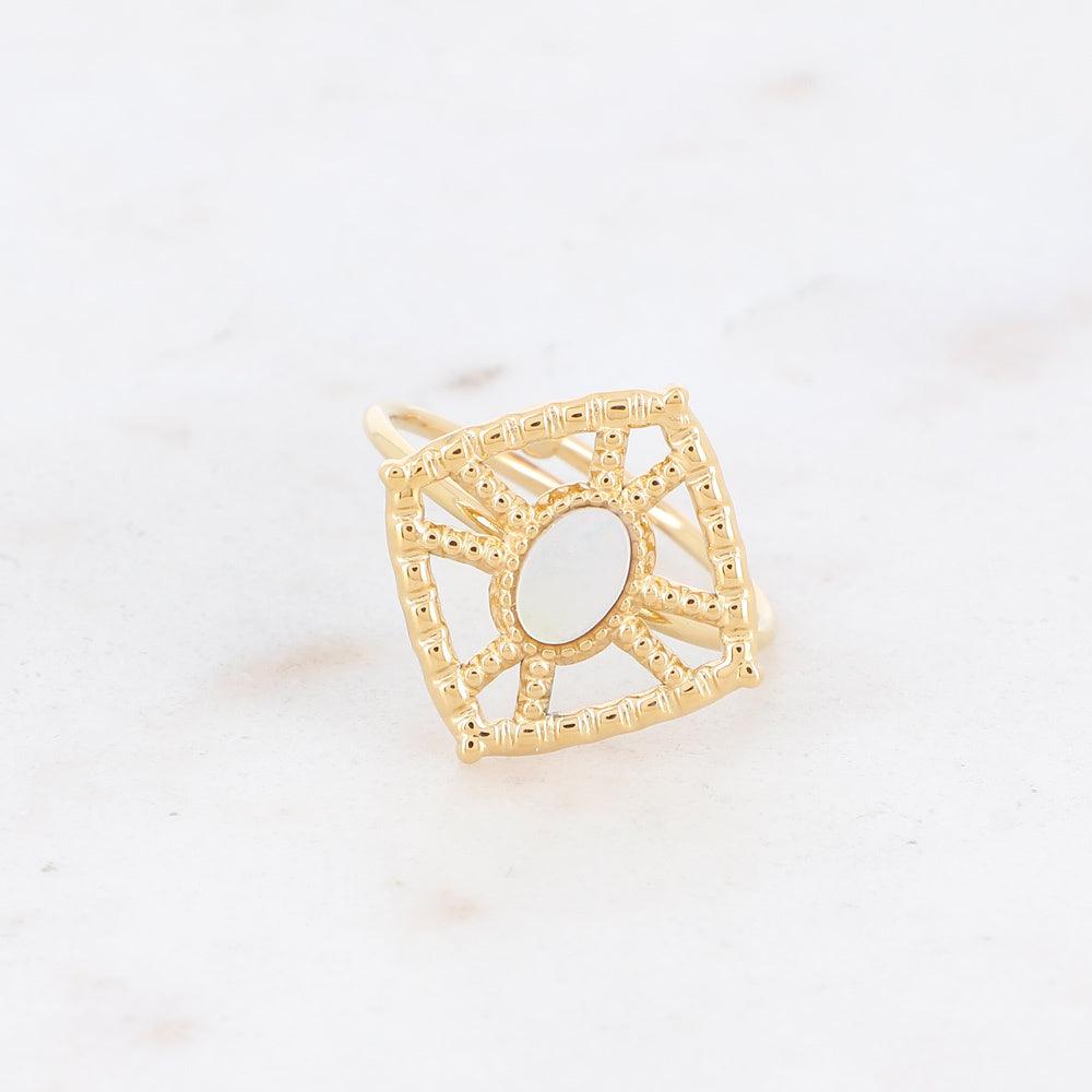 BOHM PARIS|Bague Darcy -kirurginterässormus helmiäisellä