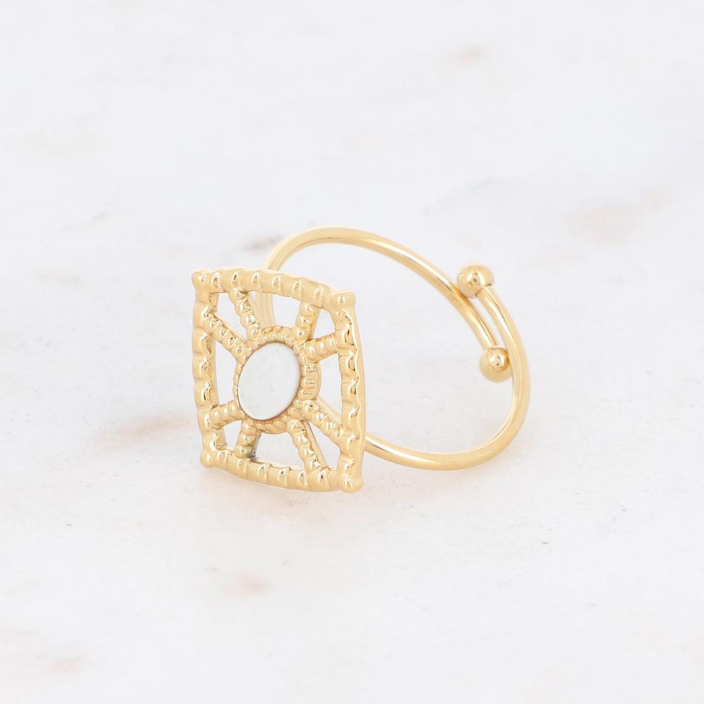 BOHM PARIS|Bague Darcy -kirurginterässormus helmiäisellä