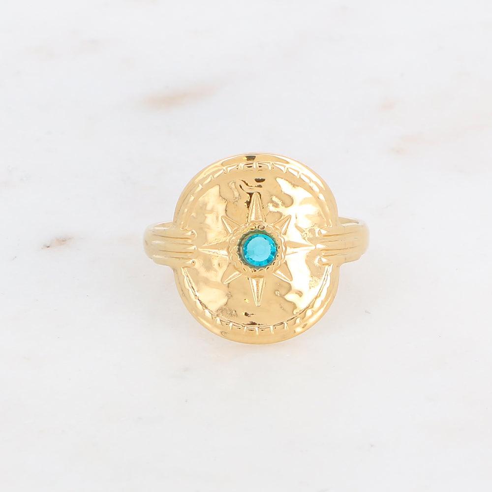 BOHM PARIS|Bague Calandra -kirurginterässormus turkoosilla kivellä