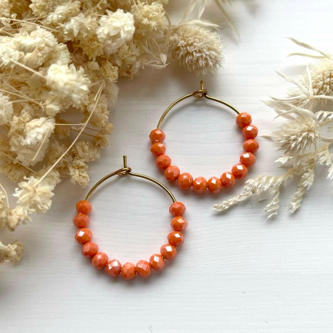 Earrings, FRENCH RIVIERA|Jolie crystal rings (orange)