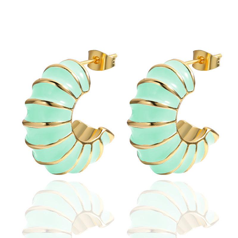 FRENCH RIVIERA|Elle surgical steel rings with green accents