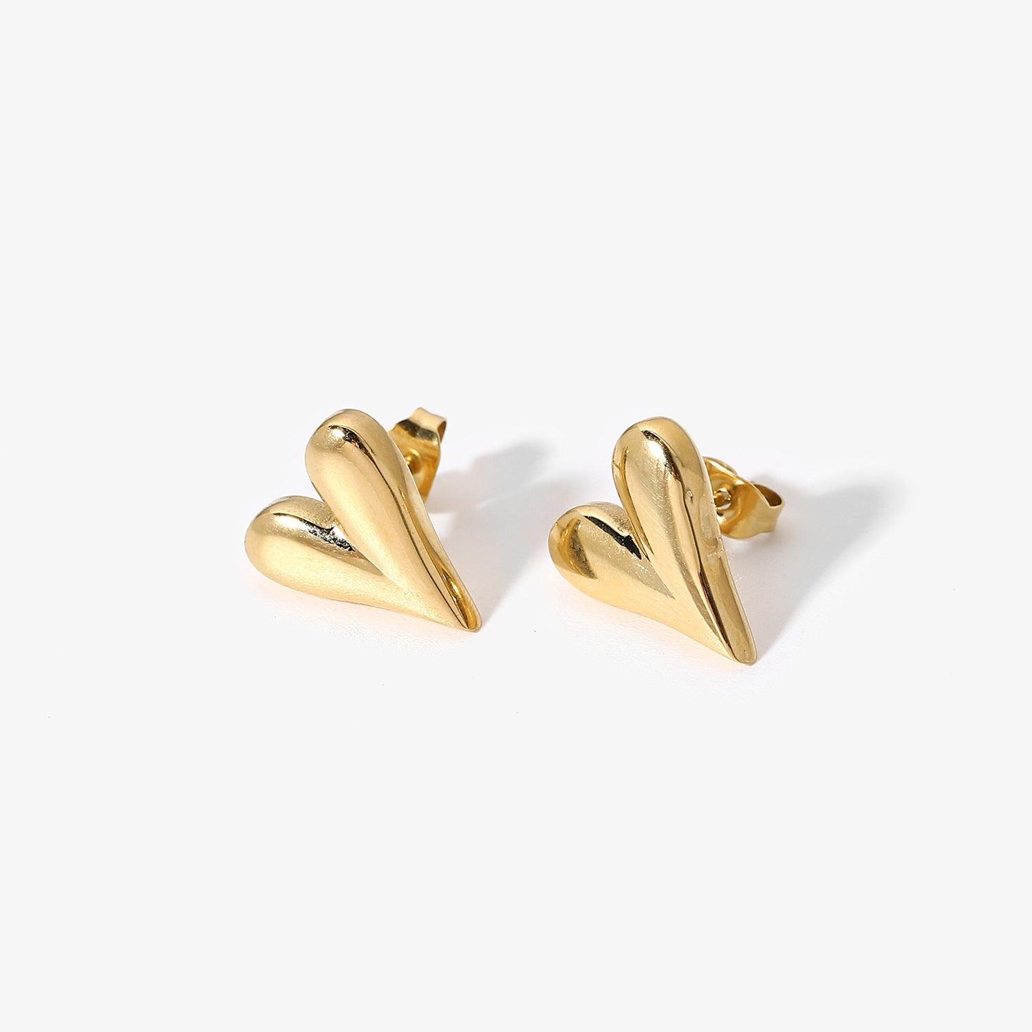 FRENCH RIVIERA|Sweetheart Surgical Steel Heart Studs (Gold)
