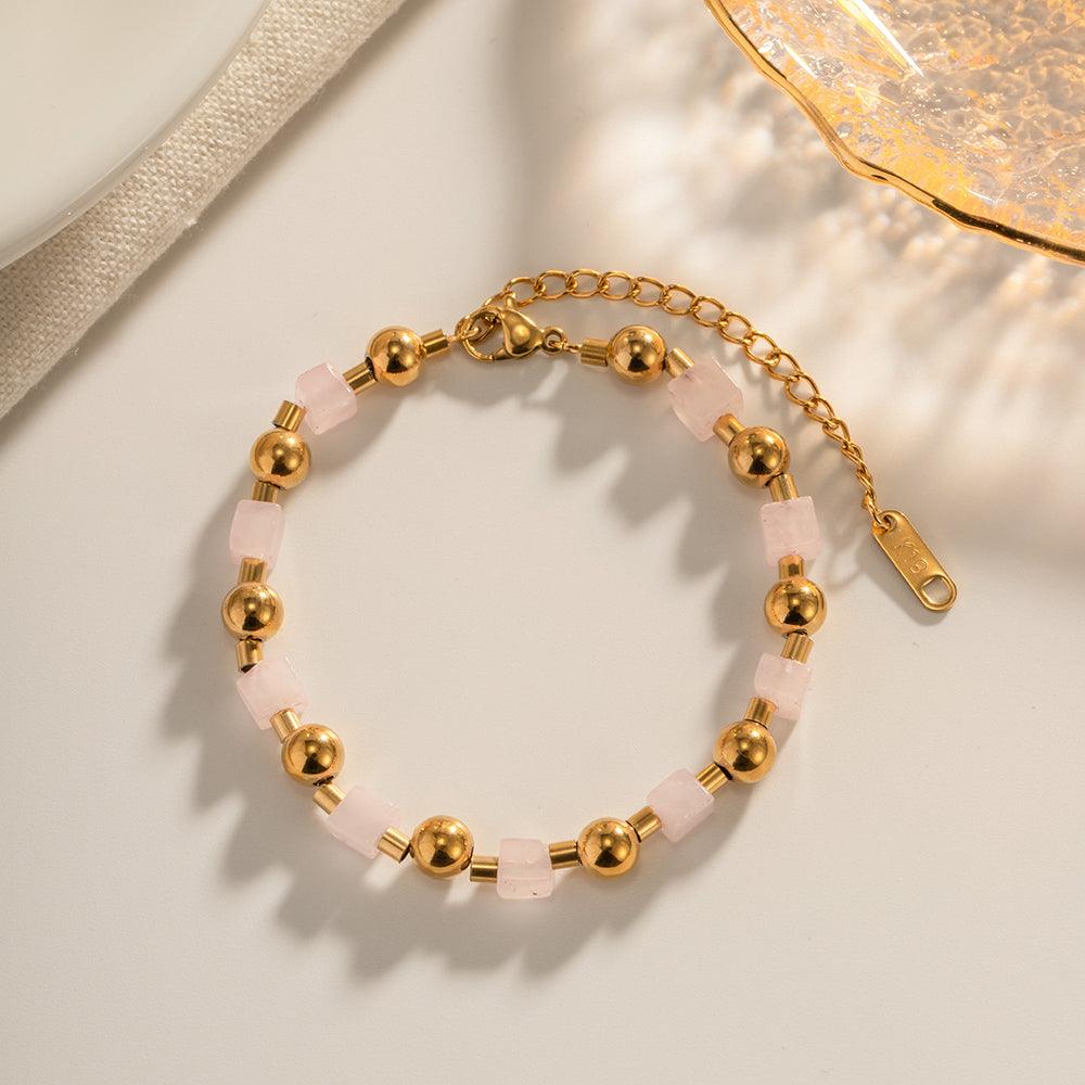 FRENCH RIVIERA|Heather Bracelet -natural stone bracelet made of surgical steel