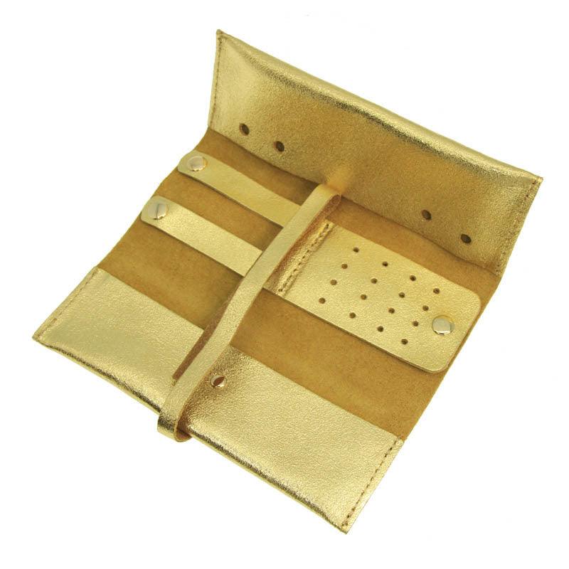 Pochette à bijoux Harmony -nahkainen korujen säilytyskäärö (kulta)