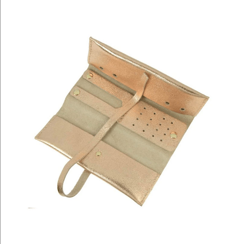 Pochette à bijoux Harmony -nahkainen korujen säilytyskäärö (r.kulta)