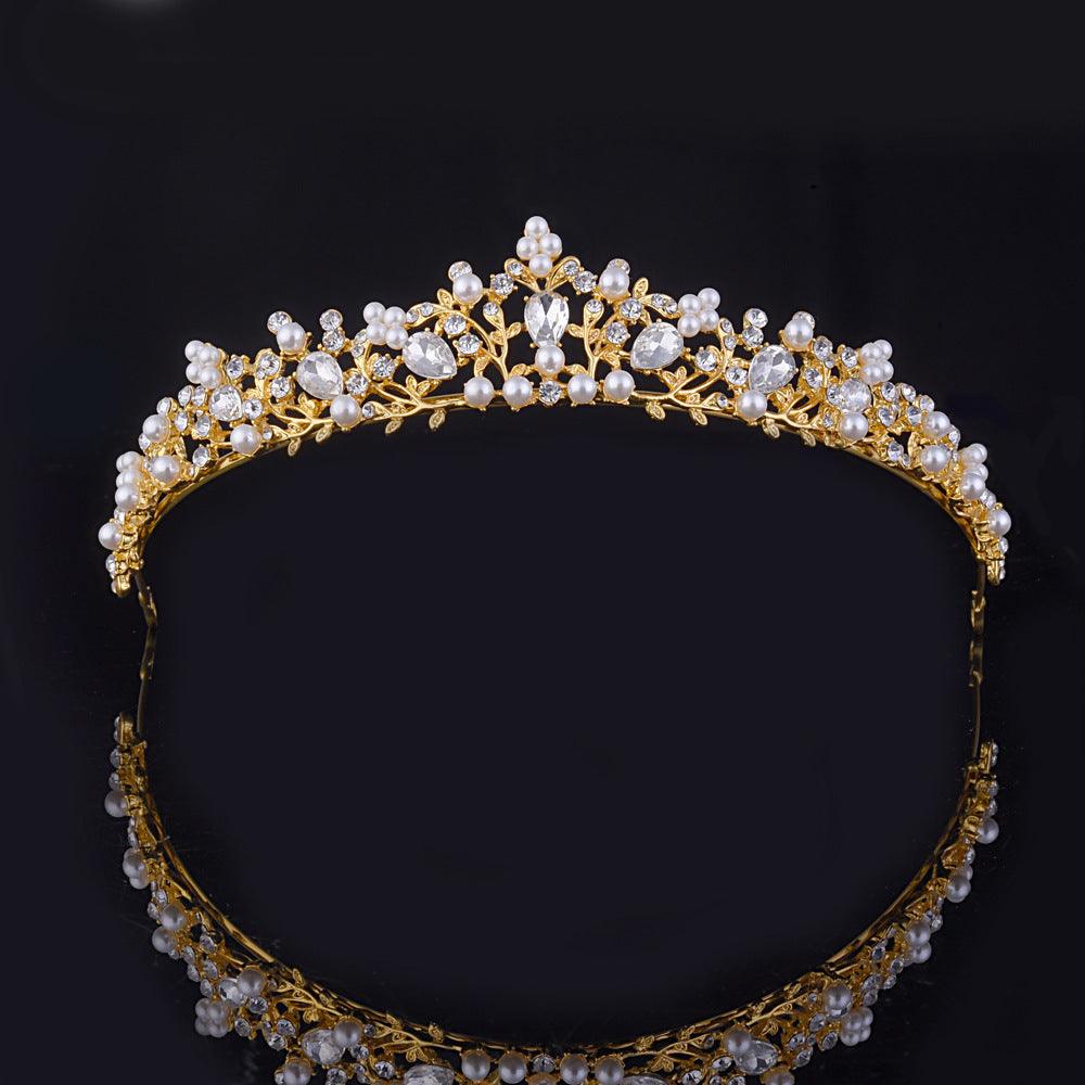 ROMANCE|Princesse -kullanvärinen romanttinen tiara helmin