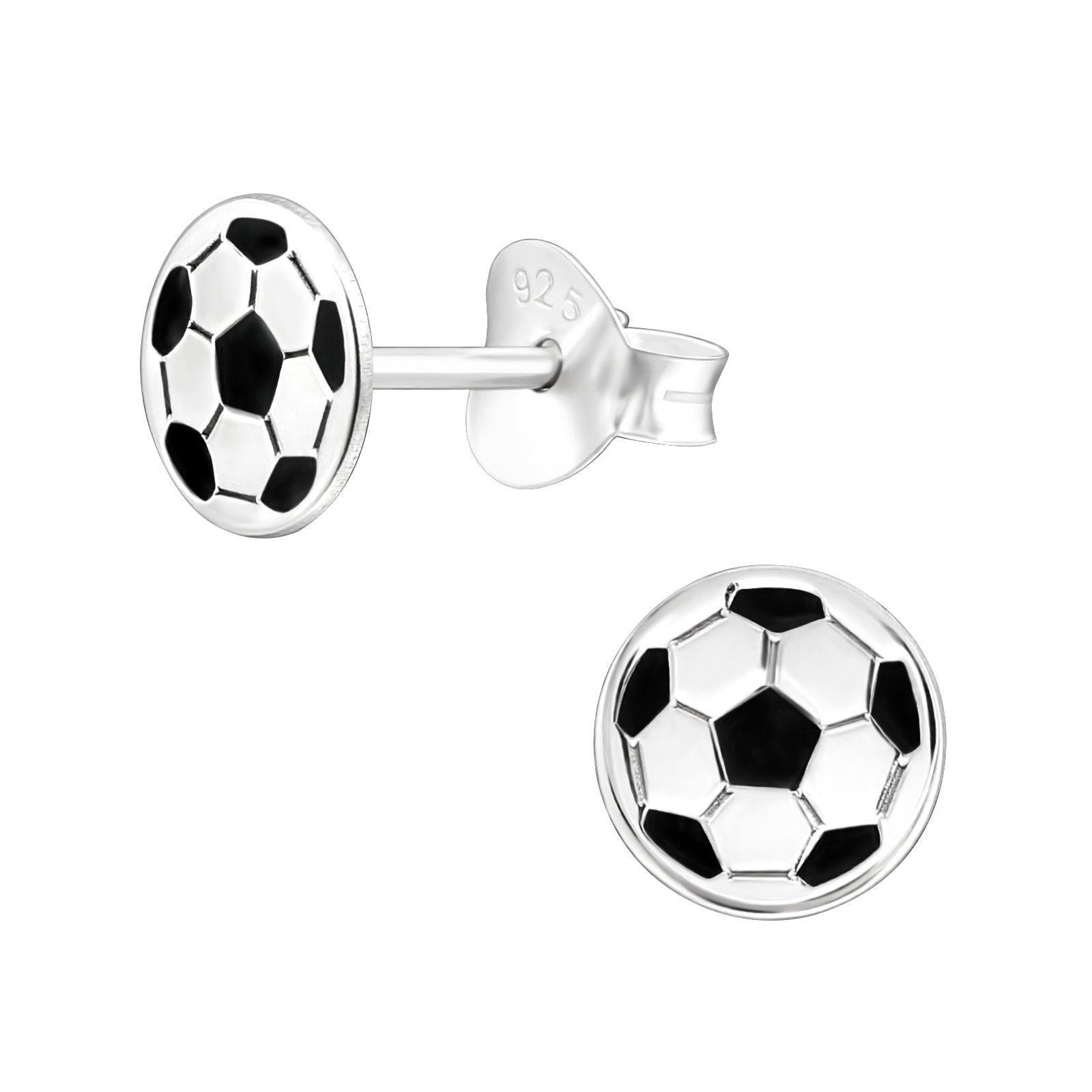 Children's silver buttons, Football buttons (silver & black)