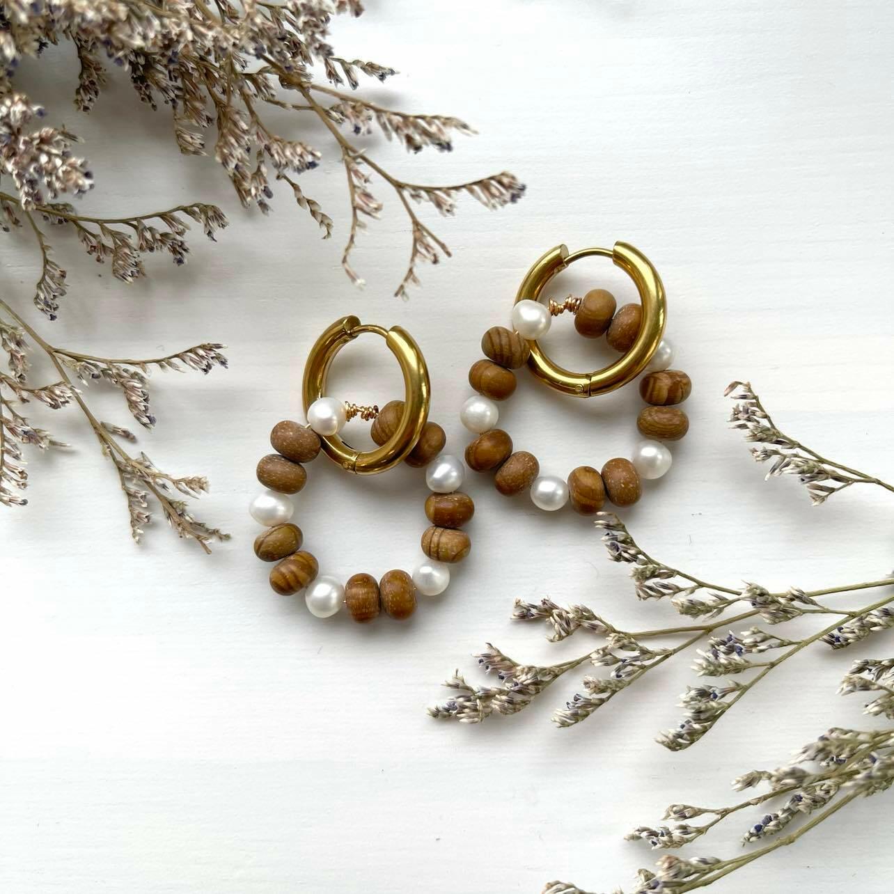 FRENCH RIVIERA|Harlow surgical steel 2 in 1 rings with wooden beads