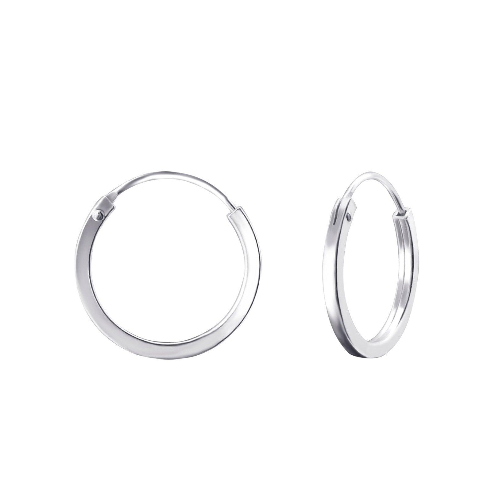 Hopearenkaat, Basic Flat 13mm Silver Hoops -sileät renkaat