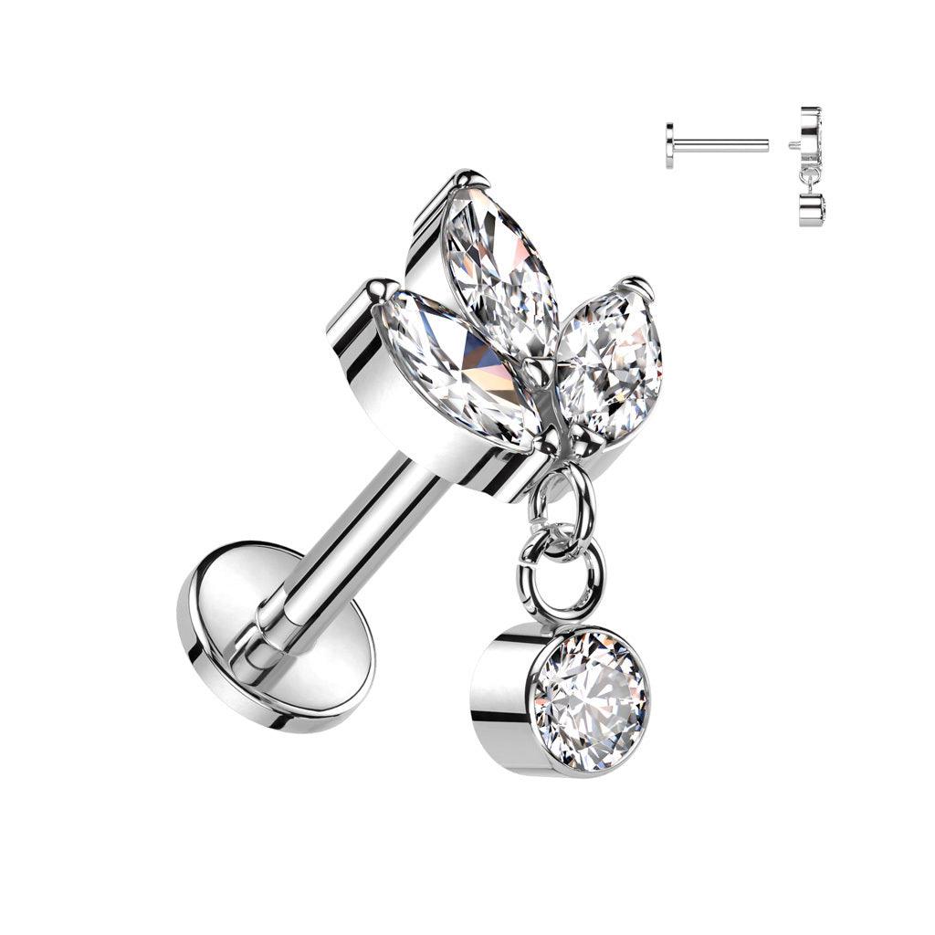 Titanium piercing, Dangling crystal|Jewelry store Romeo & Julia