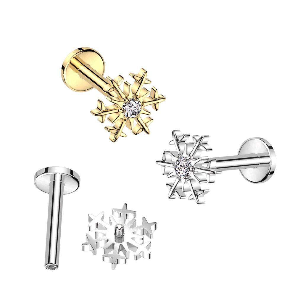 Rustokoru/traguskoru, Snowflake Top in Gold -titaaninen labret