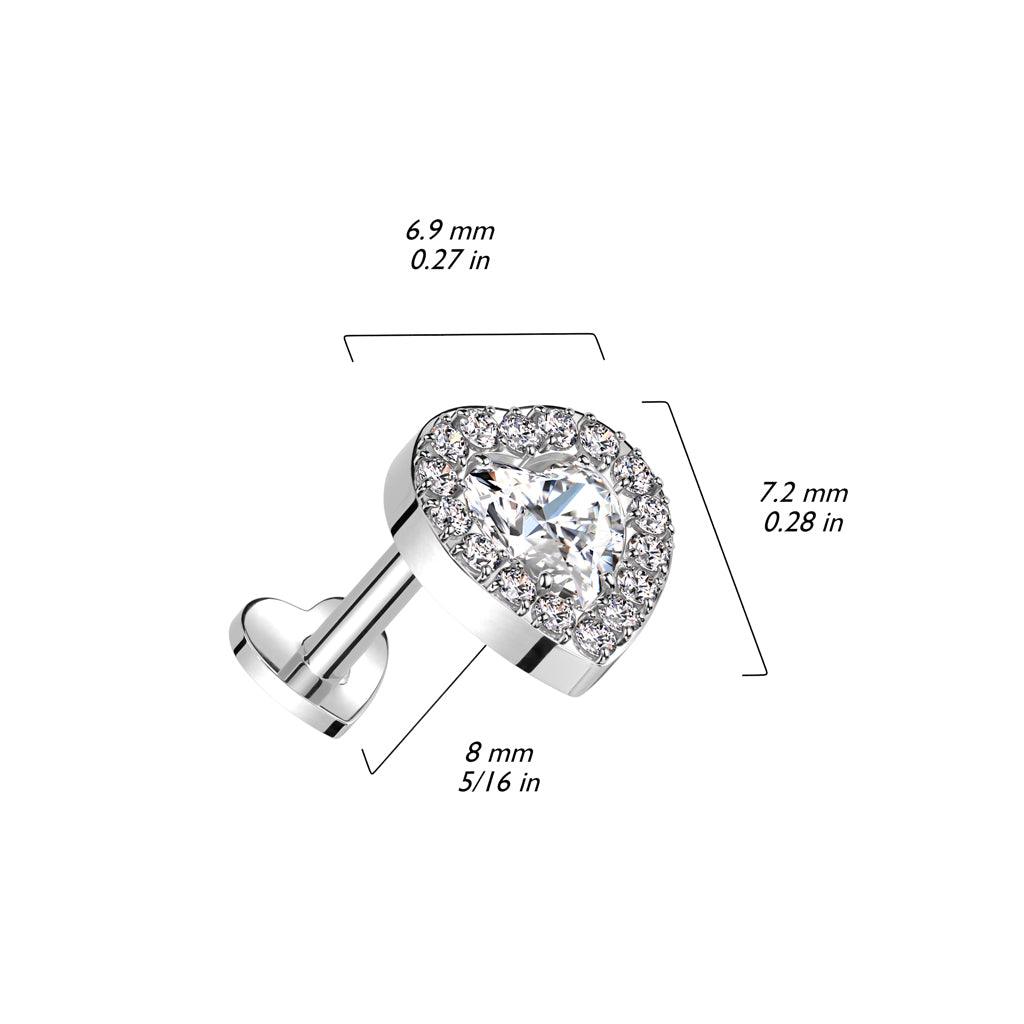 Rustokoru/traguskoru, Clear Push In Heart Labret -titaaninen labret