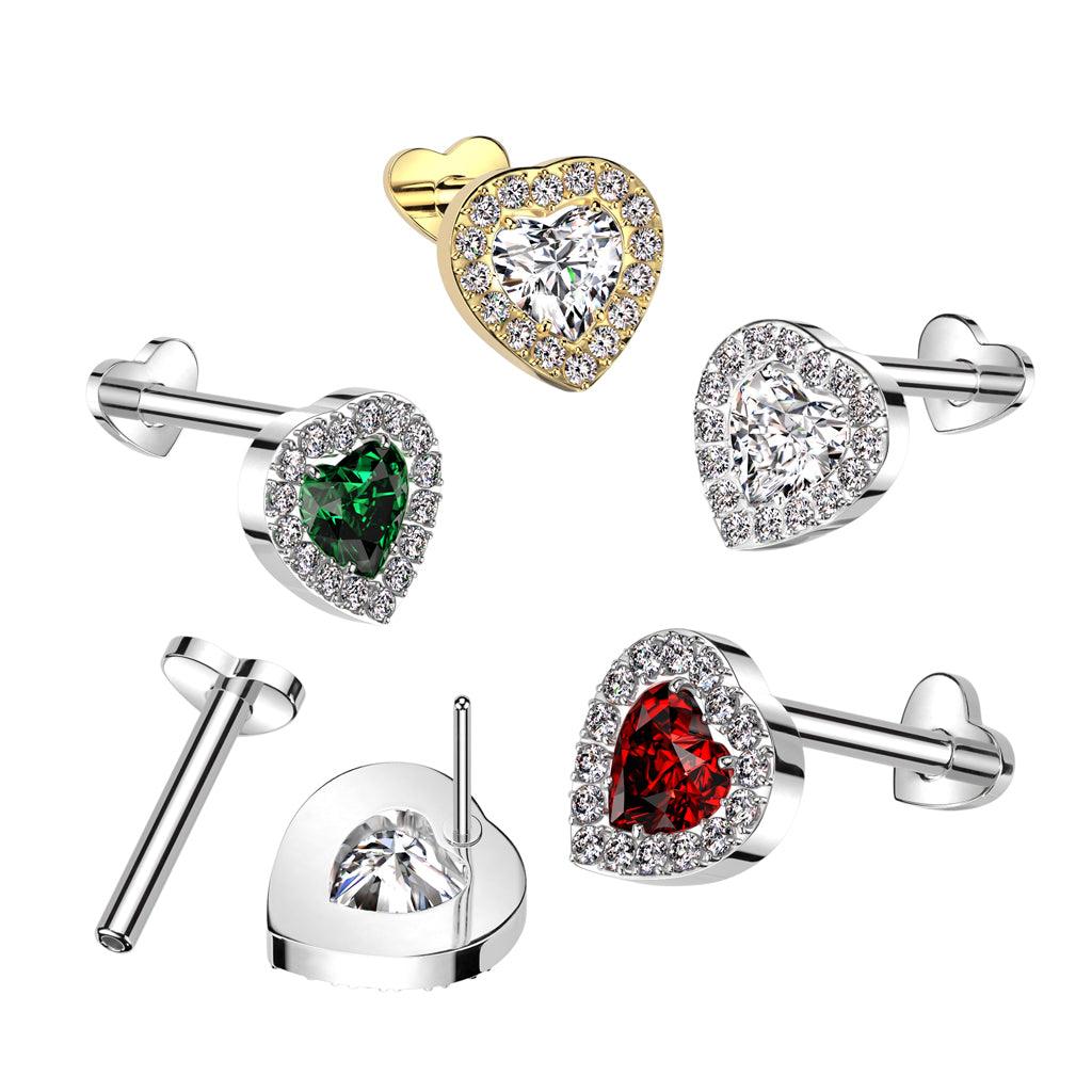 Rustokoru/traguskoru, Clear Push In Heart Labret -titaaninen labret