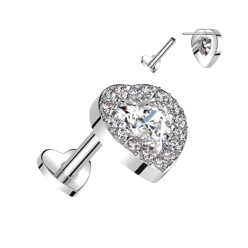 Rustokoru/traguskoru, Clear Push In Heart Labret -titaaninen labret