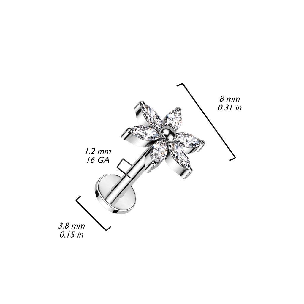 Rustokoru/traguskoru, Flower Top -titaaninen labret