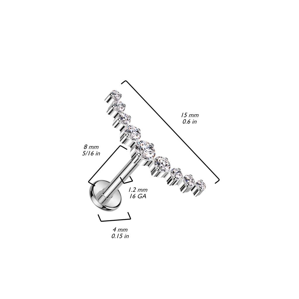 Rustokoru/traguskoru, Curved CZ Top -titaaninen labret