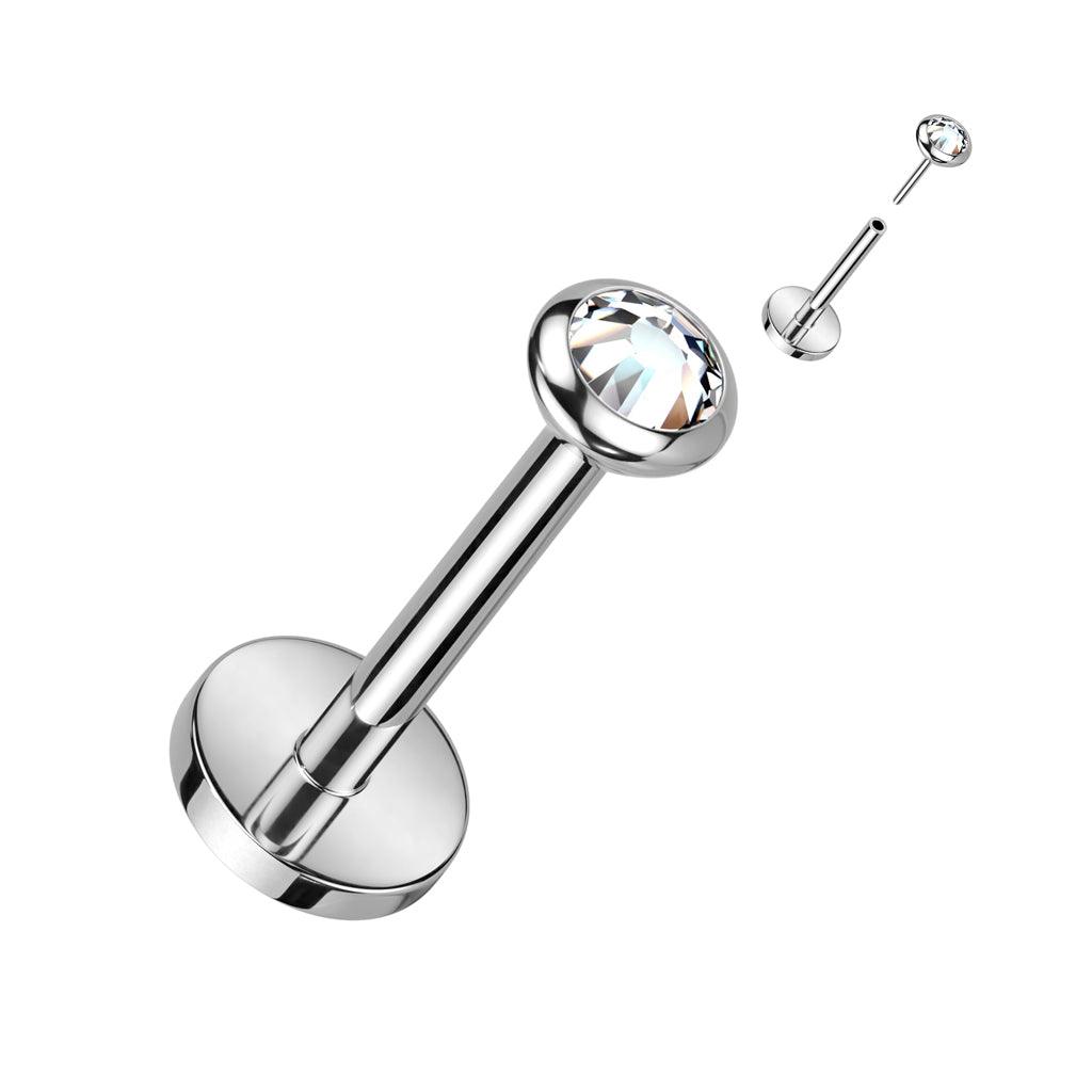 Rustokoru/traguskoru, Clear Push In CZ Top -titaaninen labret