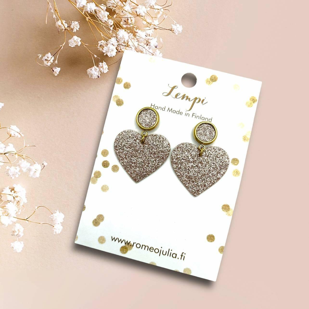 LEMPI® earrings, Lempi (button, rose gold glitter)