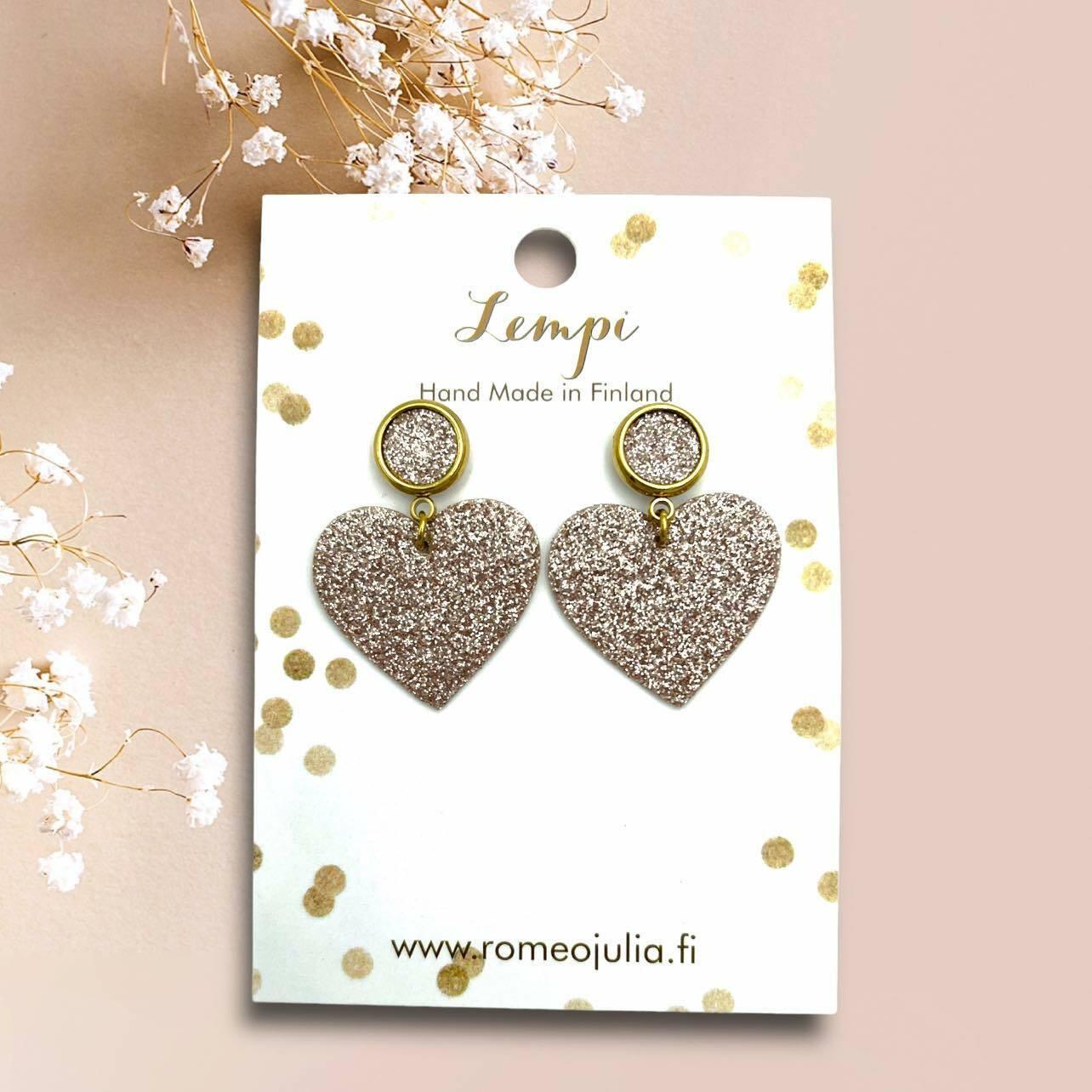 LEMPI® earrings, Lempi (button, rose gold glitter)