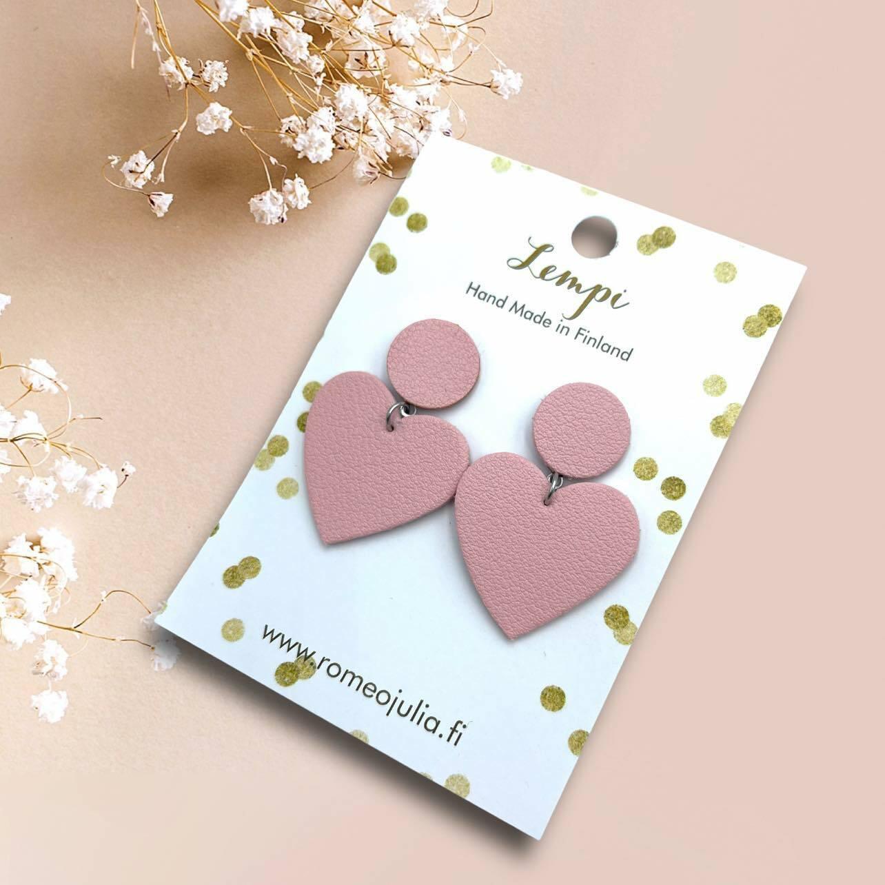 LEMPI® earrings, Hellä -light pink heart earrings