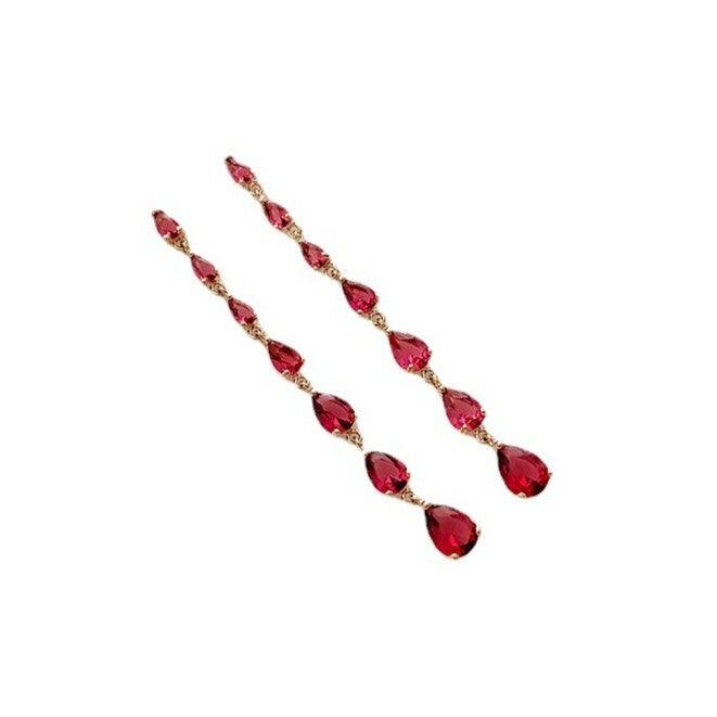 ROMANCE|Teardrop Earrings in Rosy Ruby -ruusunpunaiset juhlakorvakorut