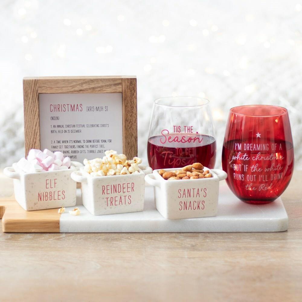Season to Get Tipsy -jouluinen viinilasi tekstillä