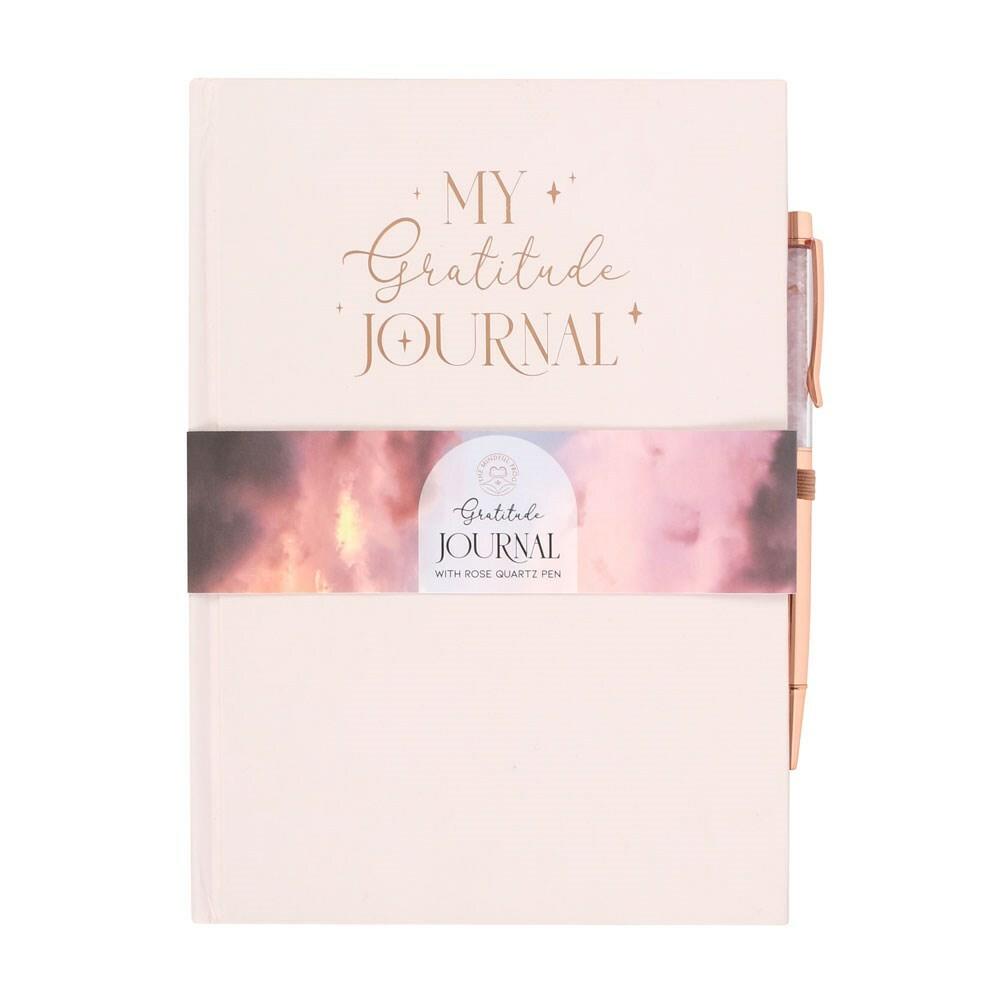 My Gratitude Journal -kiitollisuuspäiväkirja ja ruusukvartsikynä