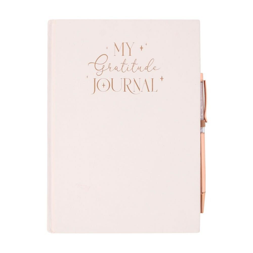 My Gratitude Journal -kiitollisuuspäiväkirja ja ruusukvartsikynä