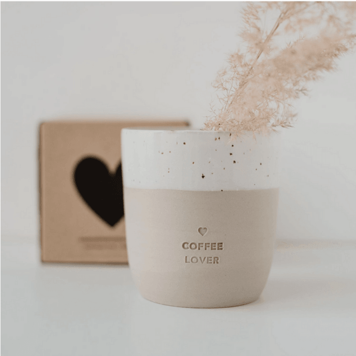 Muki, Coffee Lover Mug -käsintehty korvaton tekstimuki