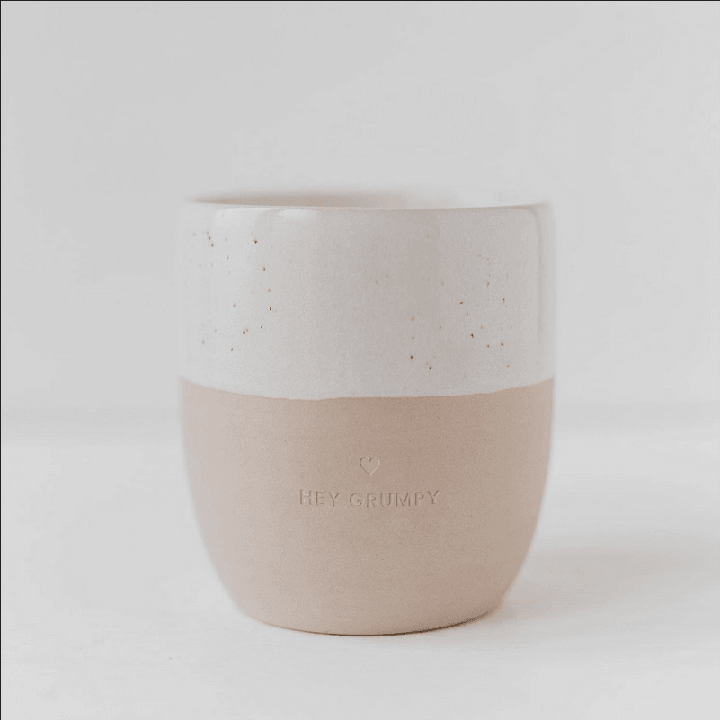 Muki, Hey Grumpy Mug -käsintehty korvaton tekstimuki