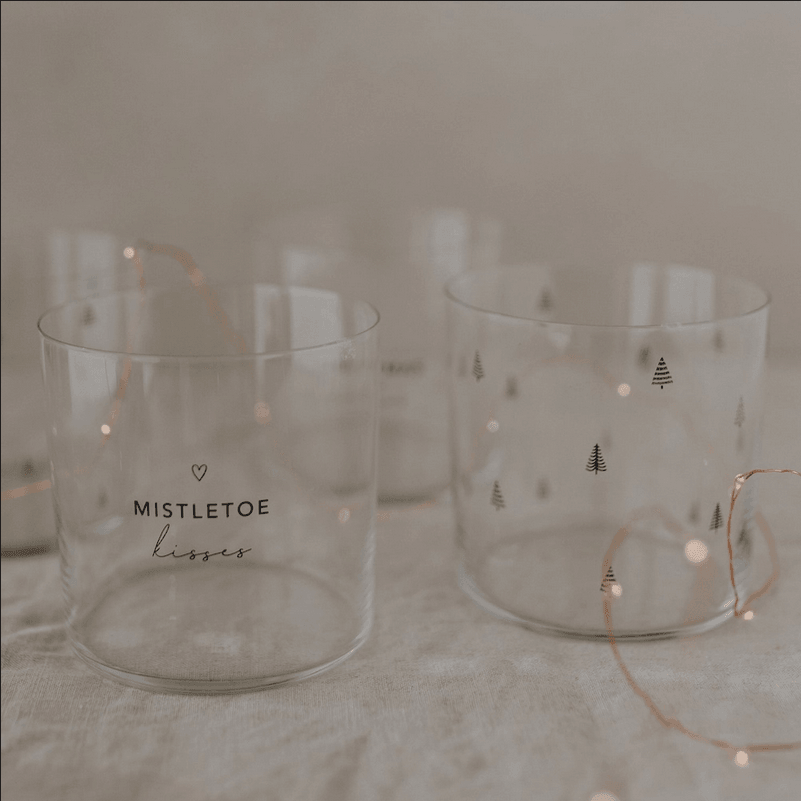 Kahden lasin setti, Mistletoe Kisses / Christmas Wishes -juomalasit