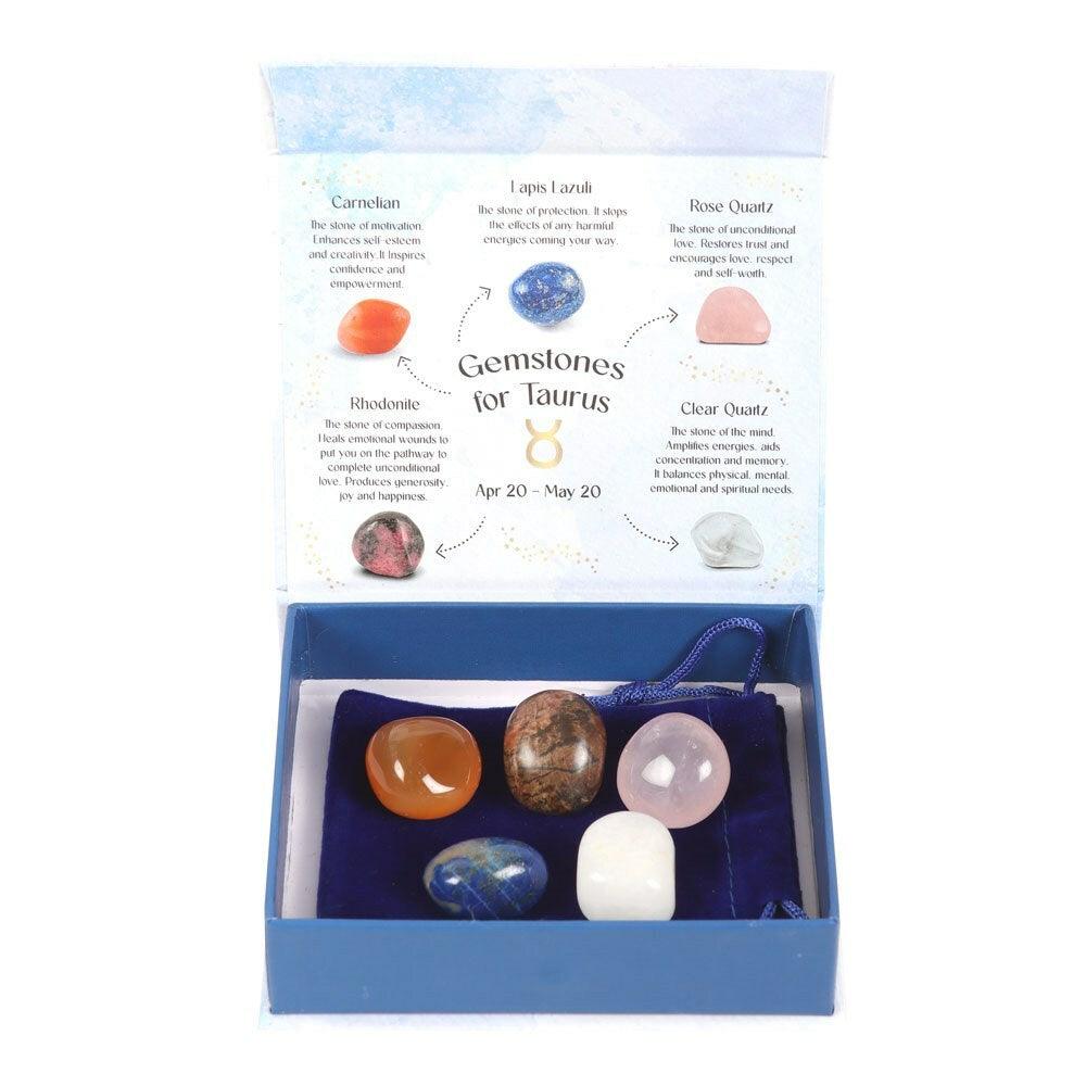 Taurus Crystal Tumblestone Set -härän luonnonkivi lahjapakkaus